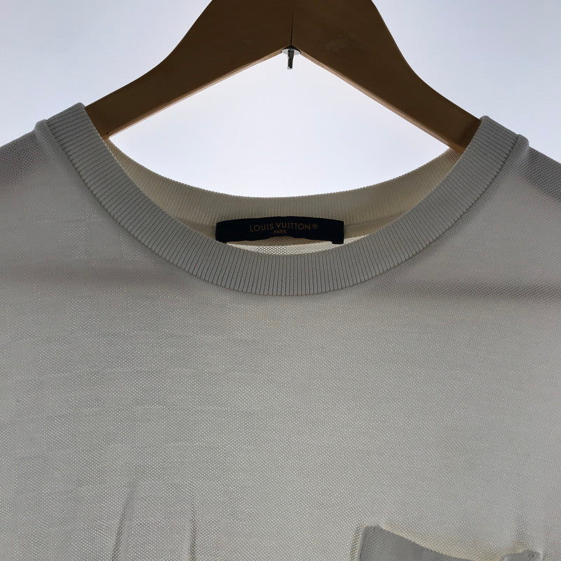 【中古品】【メンズ】 LOUIS VUITTON ルイ･ヴィトン HALF DAMIER POCKET T-SHIRT ハーフダミエ ポケット Tシャツ カラーWHITE 白 SIZE:L　 179-260806-ky-06-fuzh 万代Net店