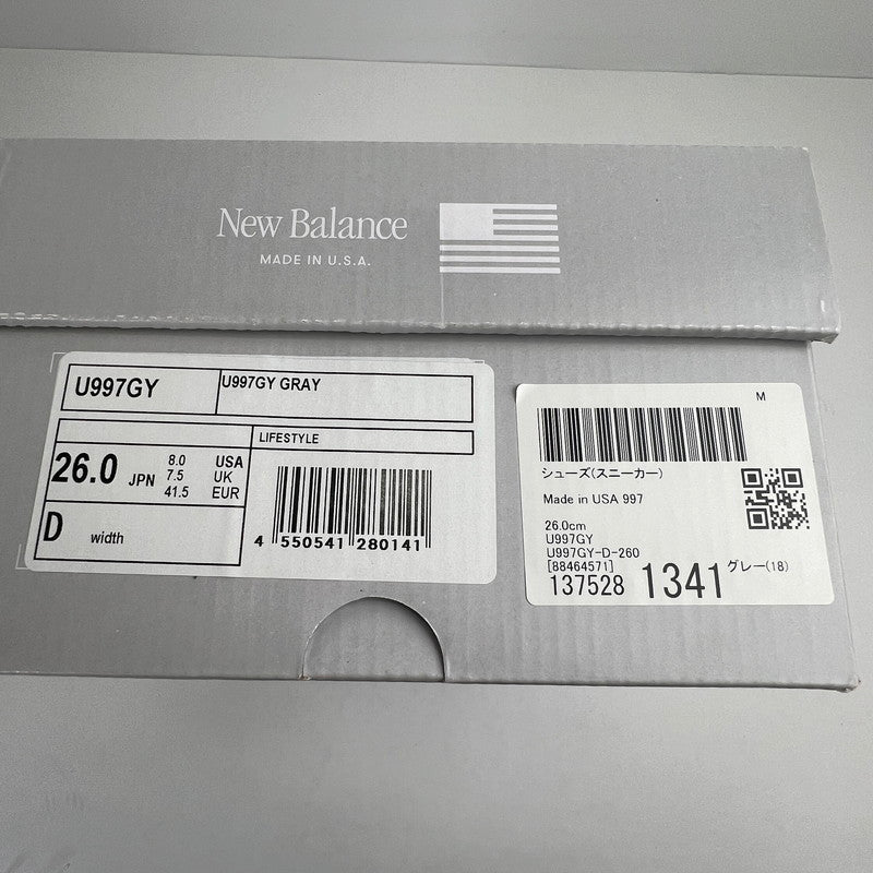 【中古品】【メンズ】 NEW BALANCE ニューバランス U997GY SNEAKER GRAY SIZE:26.0cm ※箱有 スニーカー 靴 ※外箱に傷みあり 162-260807-io-36-fuzh カラー：グレー 万代Net店