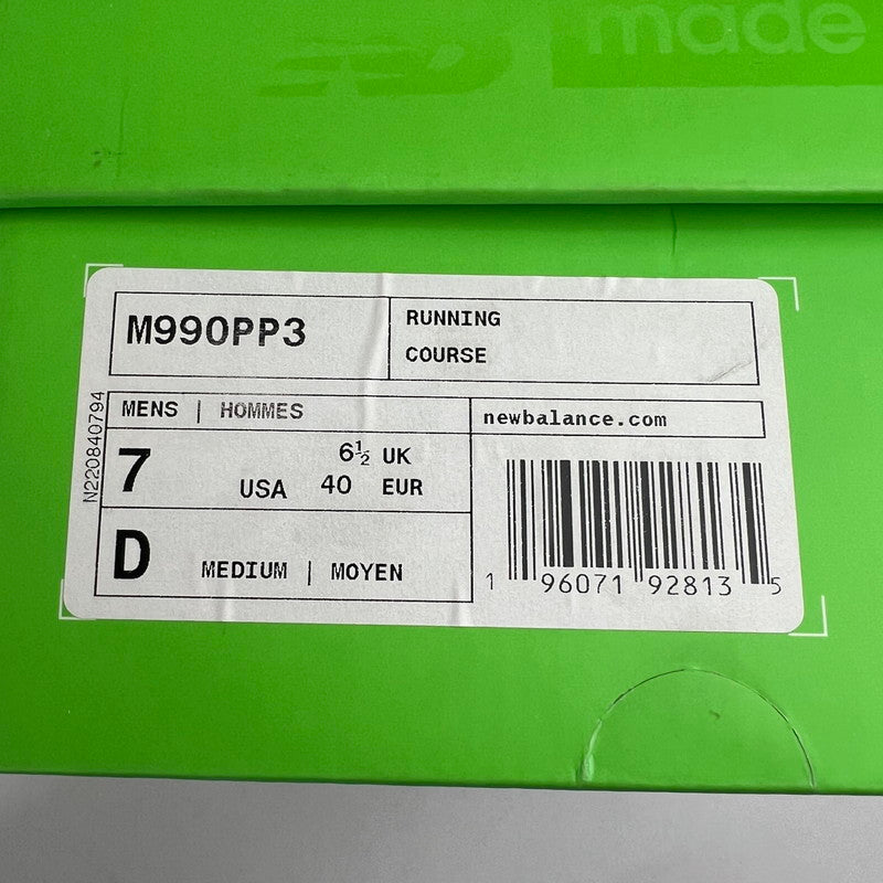 【中古品】【メンズ】 NEW BALANCE×PATTA ニューバランス パタ M990PP3 SNEAKER GREEN SIZE:25.0cm ※変え紐・箱付 スニーカー 靴 ※ほつれあり 162-260807-io-35-fuzh カラー：グリーン 万代Net店