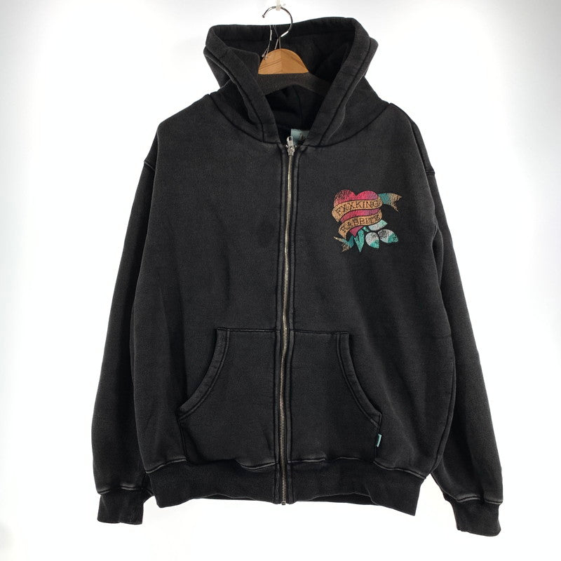 【中古品】【メンズ】 FR2 エフアールツー 月桃 沖縄限定 アーム刺繍 ZIPUP HOODIE ジップアップ フーディー パーカー BLK SIZE:L ※汚れ・シミ有 142-260807-io-20-fuzh カラー：ブラック 万代Net店