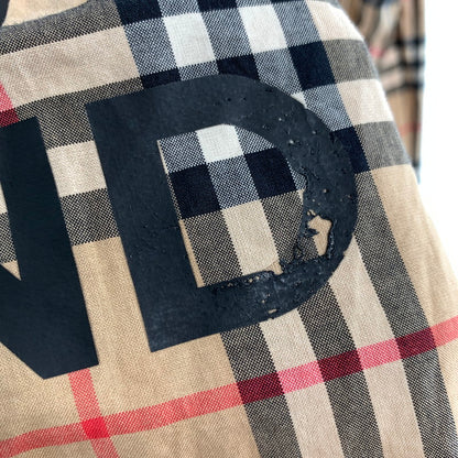【中古品】【メンズ】 BURBERRY バーバリー 2019AW BOLD LOGO PRINT CHECKED COTTON LONG SLEEVE SHIRT ロングスリーブシャツ 長袖シャツ ノバチェック SIZE:M ※ロゴプリント剥がれ・使用感有 141-260807-io-22-fuzh 万代Net店
