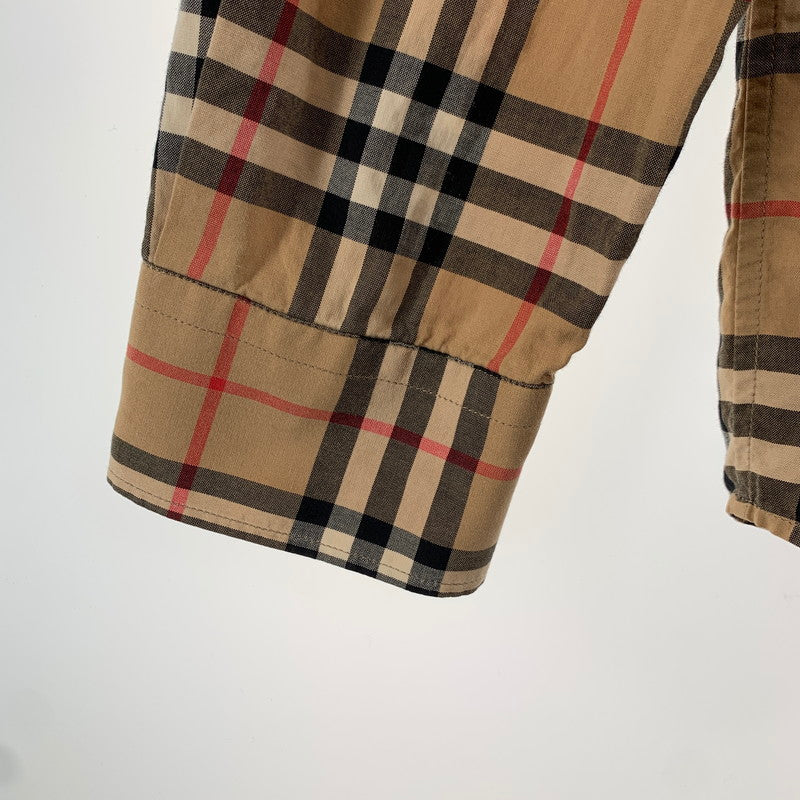 【中古品】【メンズ】 BURBERRY バーバリー 2019AW BOLD LOGO PRINT CHECKED COTTON LONG SLEEVE SHIRT ロングスリーブシャツ 長袖シャツ ノバチェック SIZE:M ※ロゴプリント剥がれ・使用感有 141-260807-io-22-fuzh 万代Net店