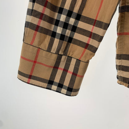 【中古品】【メンズ】 BURBERRY バーバリー 2019AW BOLD LOGO PRINT CHECKED COTTON LONG SLEEVE SHIRT ロングスリーブシャツ 長袖シャツ ノバチェック SIZE:M ※ロゴプリント剥がれ・使用感有 141-260807-io-22-fuzh 万代Net店