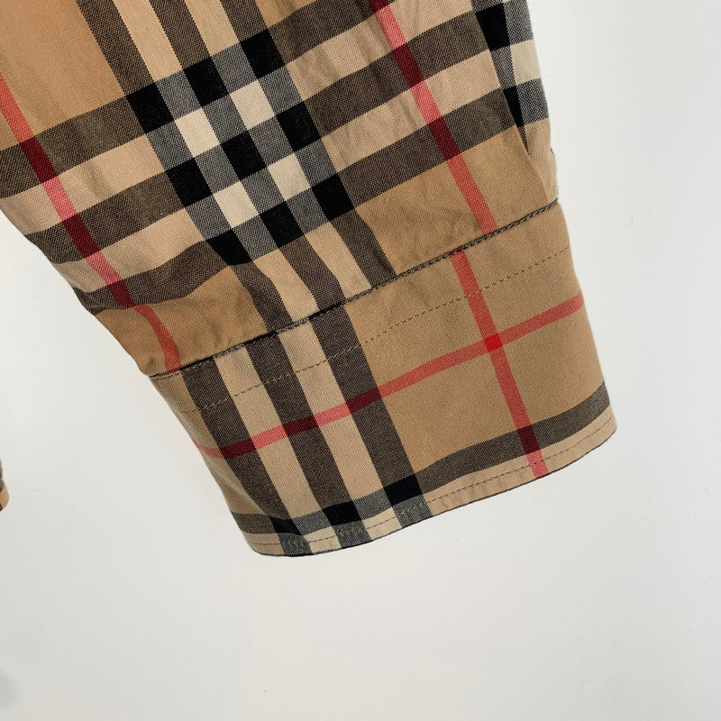 【中古品】【メンズ】 BURBERRY バーバリー 2019AW BOLD LOGO PRINT CHECKED COTTON LONG SLEEVE SHIRT ロングスリーブシャツ 長袖シャツ ノバチェック SIZE:M ※ロゴプリント剥がれ・使用感有 141-260807-io-22-fuzh 万代Net店