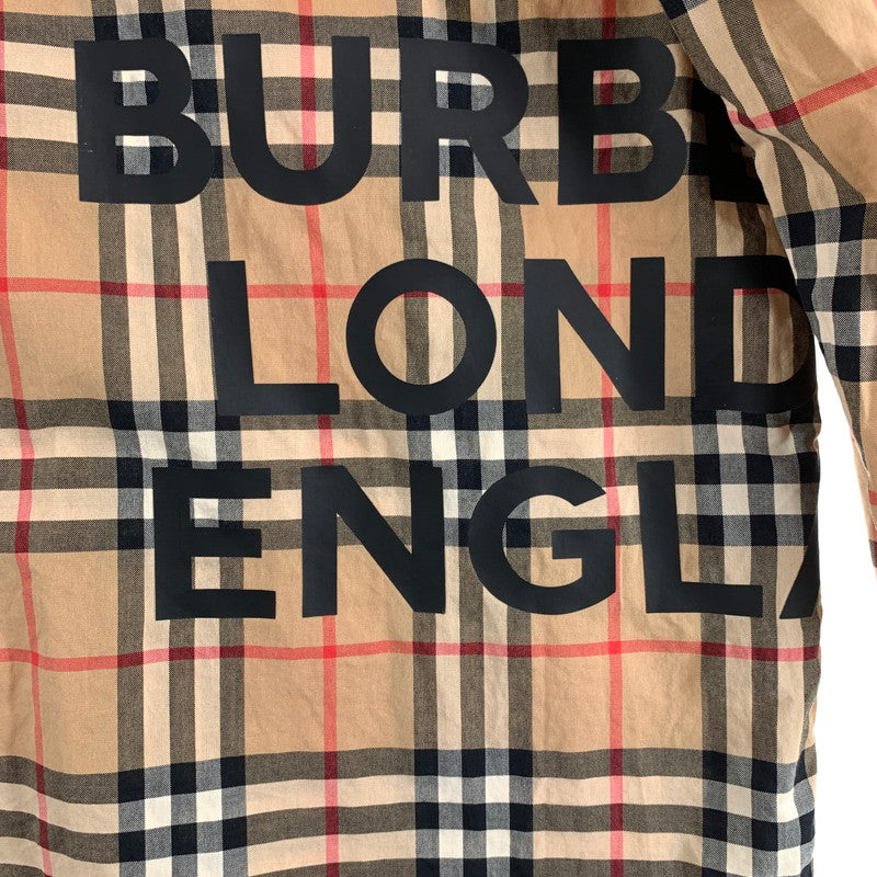 【中古品】【メンズ】 BURBERRY バーバリー 2019AW BOLD LOGO PRINT CHECKED COTTON LONG SLEEVE SHIRT ロングスリーブシャツ 長袖シャツ ノバチェック SIZE:M ※ロゴプリント剥がれ・使用感有 141-260807-io-22-fuzh 万代Net店
