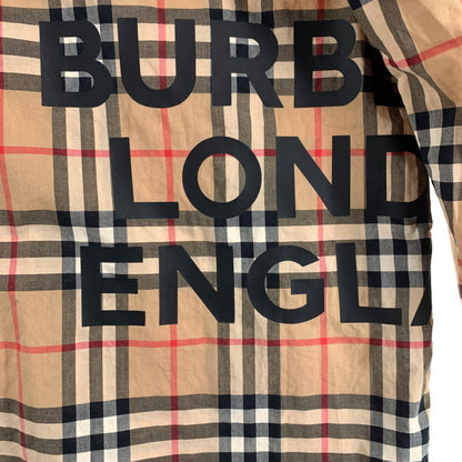 【中古品】【メンズ】 BURBERRY バーバリー 2019AW BOLD LOGO PRINT CHECKED COTTON LONG SLEEVE SHIRT ロングスリーブシャツ 長袖シャツ ノバチェック SIZE:M ※ロゴプリント剥がれ・使用感有 141-260807-io-22-fuzh 万代Net店