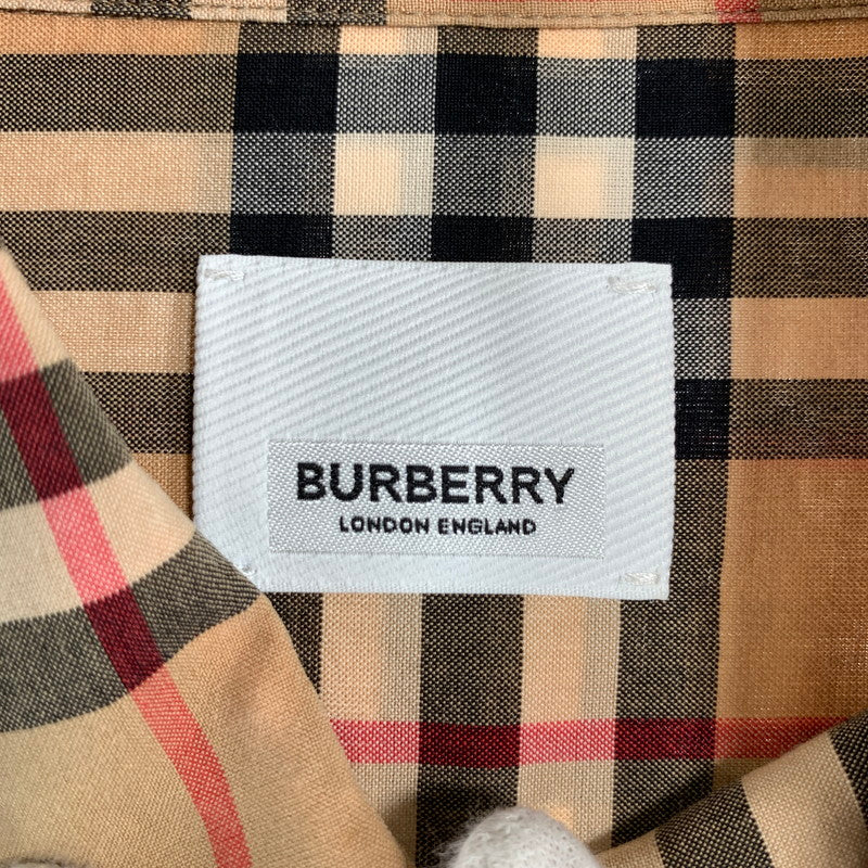 【中古品】【メンズ】 BURBERRY バーバリー 2019AW BOLD LOGO PRINT CHECKED COTTON LONG SLEEVE SHIRT ロングスリーブシャツ 長袖シャツ ノバチェック SIZE:M ※ロゴプリント剥がれ・使用感有 141-260807-io-22-fuzh 万代Net店