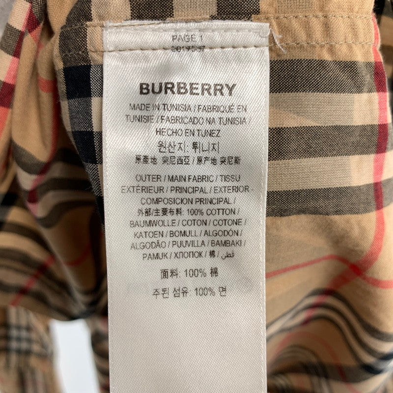 【中古品】【メンズ】 BURBERRY バーバリー 2019AW BOLD LOGO PRINT CHECKED COTTON LONG SLEEVE SHIRT ロングスリーブシャツ 長袖シャツ ノバチェック SIZE:M ※ロゴプリント剥がれ・使用感有 141-260807-io-22-fuzh 万代Net店