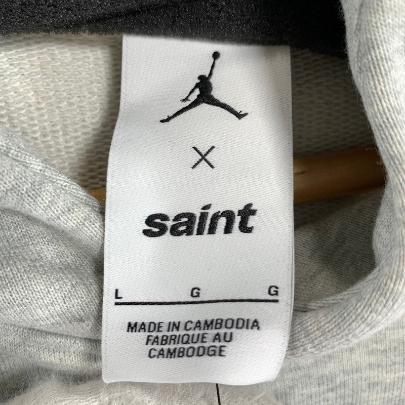 【中古品】【メンズ】 NIKE JORDAN×SAINT MICHAEL ナイキ ジョーダン セントマイケル FV4718 M J SM FLEECE HOODIE フーディー パーカー GRAY SIZE:L タグ付き 142-260807-io-13-fuzh カラー：グレー 万代Net店