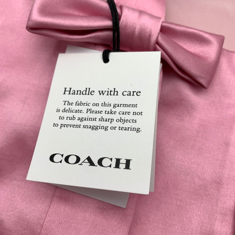 【中古品】【レディース】 COACH コーチ SQUARE NECK SATIN MINI DRESS ミニドレス ワンピ ワンピース PINK/SIZE:4 ※汚れ・ほつれ・使用感有 170-260909-io-08-fuzh カラー：ピンク 万代Net店