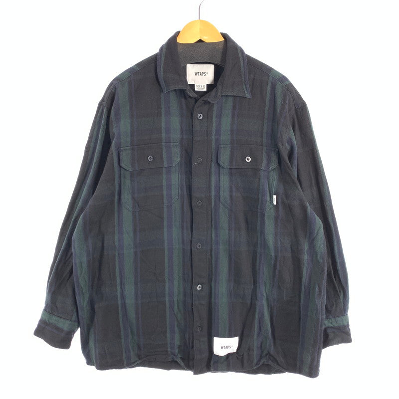 【中古品】【メンズ】 WTAPS 212TQDT-SHM05 DECK LS FLANNEL TEXTILE ダブルタップス フランネルチェックシャツ 長袖 ブランド 古着 142-260808-gm-02-fuzh サイズ：02 カラー：グリーン 万代Net店