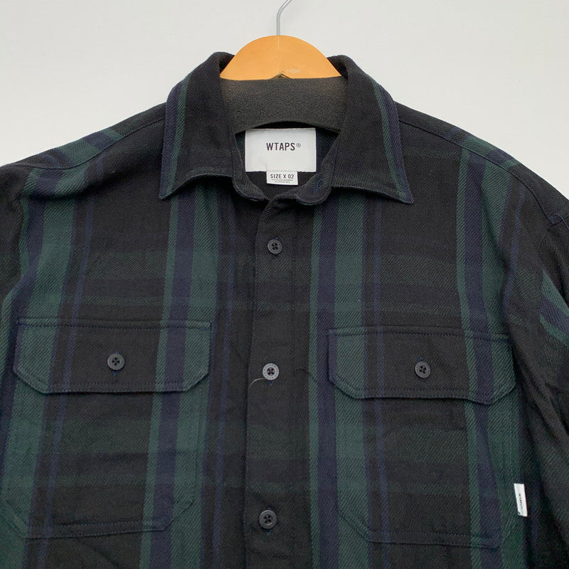 【中古品】【メンズ】 WTAPS 212TQDT-SHM05 DECK LS FLANNEL TEXTILE ダブルタップス フランネルチェックシャツ 長袖 ブランド 古着 142-260808-gm-02-fuzh サイズ：02 カラー：グリーン 万代Net店