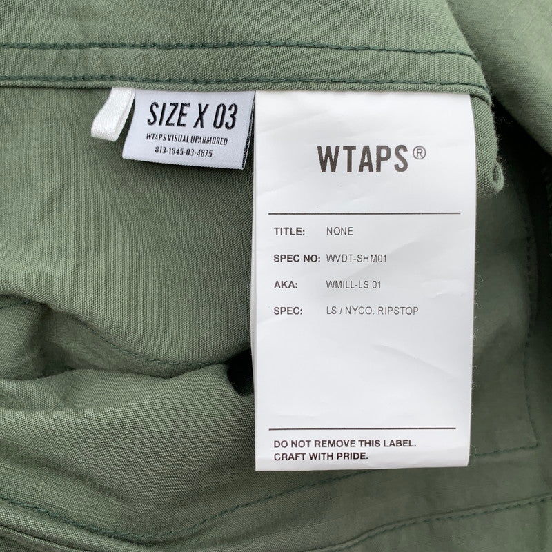 【中古品】【メンズ】 WTAPS WVDT-SHM01 NYCO RIPSTOP SHIRT ダブルタップス リップストップシャツ ジャケット 長袖 ブランド 古着 ブルゾン 142-260808-gm-03-fuzh サイズ：03 カラー：カーキ 万代Net店