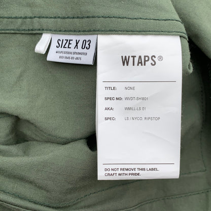 【中古品】【メンズ】 WTAPS WVDT-SHM01 NYCO RIPSTOP SHIRT ダブルタップス リップストップシャツ ジャケット 長袖 ブランド 古着 ブルゾン 142-260808-gm-03-fuzh サイズ：03 カラー：カーキ 万代Net店