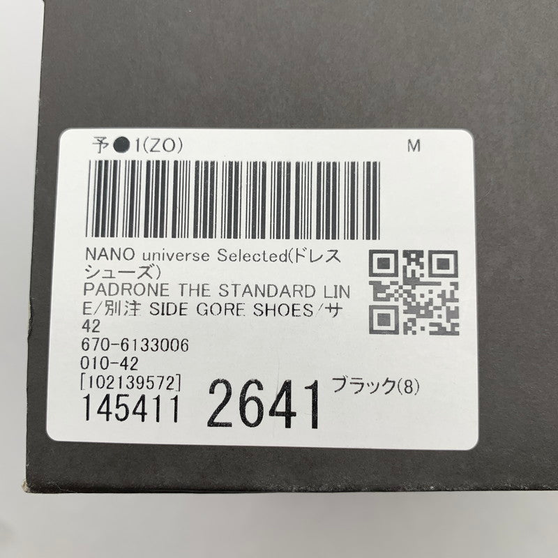 【中古品】【メンズ】 PADRONE パドローネ THE STANDARD LINE PN8054-2202-25A SIDE GORE SHOES BLACK SIZE:42 箱有 サイドゴア シューズ ※シワ・踵内側ベタつき・箱傷み有 靴 164-260811-io-61-fuzh カラー：ブラック 万代Net店