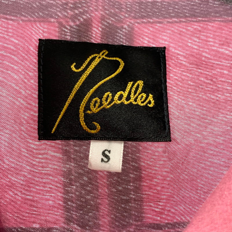 【中古品】【メンズ】 NEEDLES ニードルス MR179 CLASSIC SHIRT クラシックシャツ 長袖シャツ チェックシャツ PINK SIZE:S ※右袖穴あり 140-260912-io-02-fuzh カラー：ピンク 万代Net店