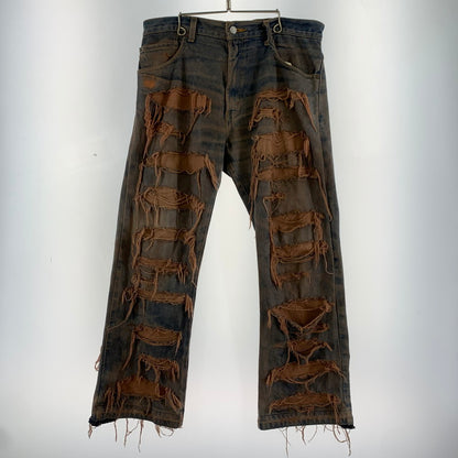 【中古品】【メンズ】 INNOCENCE イノセンス OVER DESTROY DENIM PANTS オーバーデストロイ デニムパンツ INDIGO.ORANGE SIZE:33 ダメージ加工 ※裾リペア・ダメージ・タグ切り取り跡有 153-260815-io-01-fuzh カラー：インディゴ/オレンジ 万代Net店