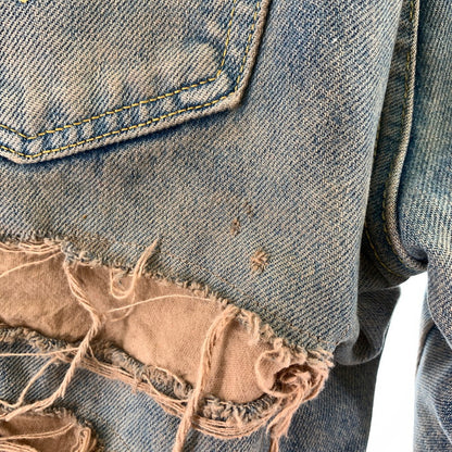 【中古品】【メンズ】 INNOCENCE イノセンス OVER DESTROY DENIM PANTS オーバーデストロイ デニムパンツ INDIGO.ORANGE SIZE:33 ダメージ加工 ※裾リペア・ダメージ・タグ切り取り跡有 153-260815-io-01-fuzh カラー：インディゴ/オレンジ 万代Net店
