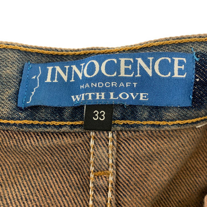 【中古品】【メンズ】 INNOCENCE イノセンス OVER DESTROY DENIM PANTS オーバーデストロイ デニムパンツ INDIGO.ORANGE SIZE:33 ダメージ加工 ※裾リペア・ダメージ・タグ切り取り跡有 153-260815-io-01-fuzh カラー：インディゴ/オレンジ 万代Net店