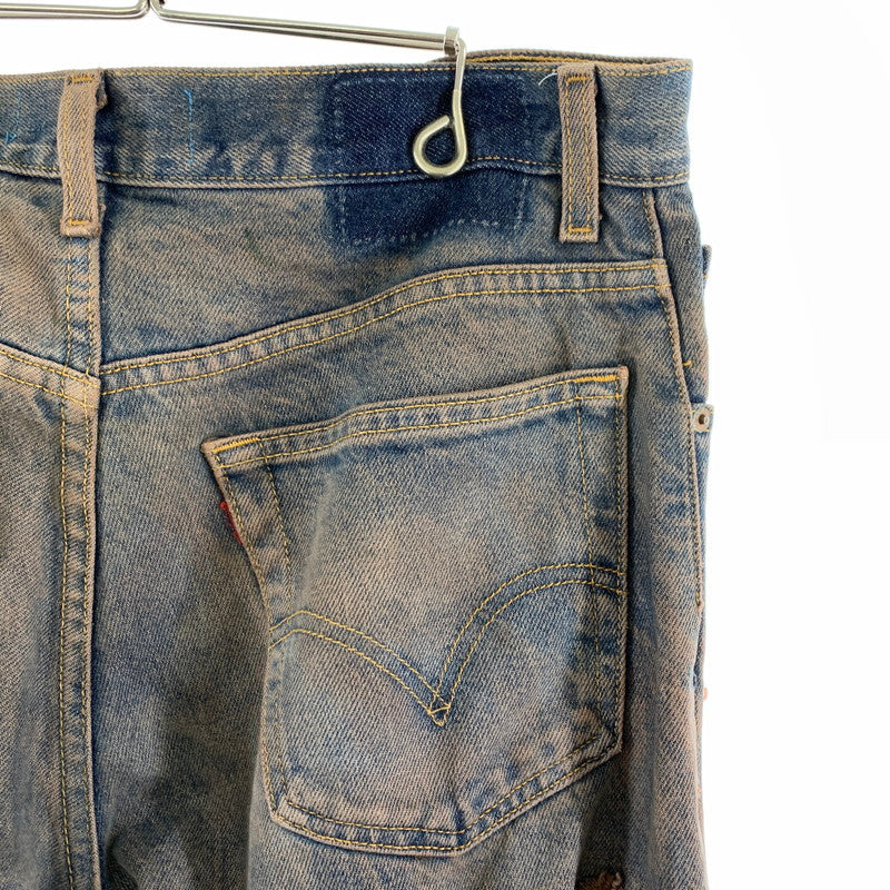 【中古品】【メンズ】 INNOCENCE イノセンス OVER DESTROY DENIM PANTS オーバーデストロイ デニムパンツ INDIGO.ORANGE SIZE:33 ダメージ加工 ※裾リペア・ダメージ・タグ切り取り跡有 153-260815-io-01-fuzh カラー：インディゴ/オレンジ 万代Net店