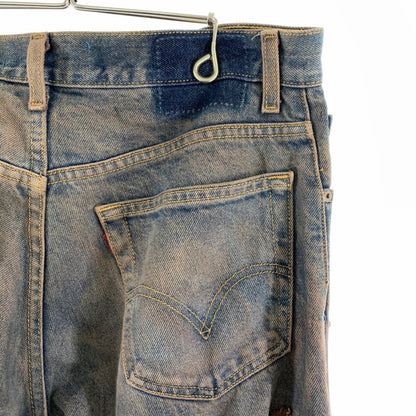 【中古品】【メンズ】 INNOCENCE イノセンス OVER DESTROY DENIM PANTS オーバーデストロイ デニムパンツ INDIGO.ORANGE SIZE:33 ダメージ加工 ※裾リペア・ダメージ・タグ切り取り跡有 153-260815-io-01-fuzh カラー：インディゴ/オレンジ 万代Net店