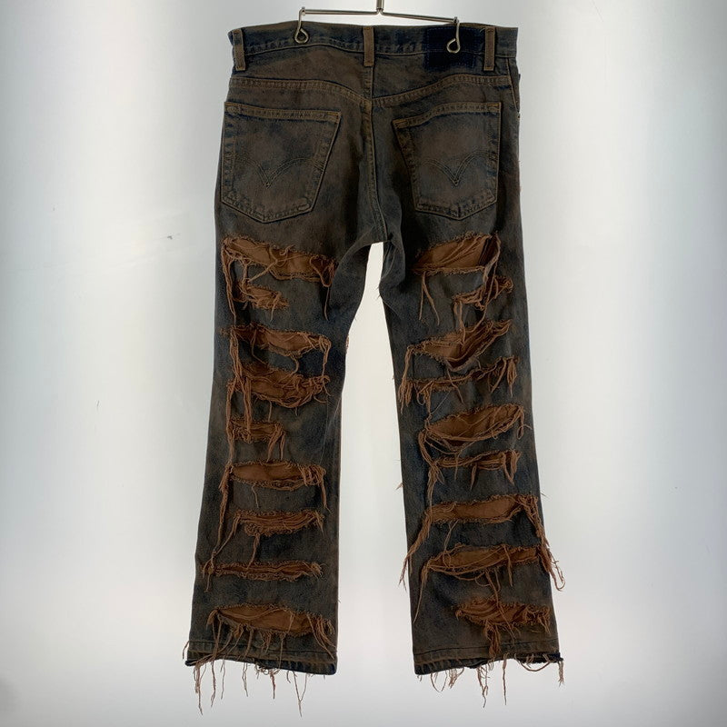 【中古品】【メンズ】 INNOCENCE イノセンス OVER DESTROY DENIM PANTS オーバーデストロイ デニムパンツ INDIGO.ORANGE SIZE:33 ダメージ加工 ※裾リペア・ダメージ・タグ切り取り跡有 153-260815-io-01-fuzh カラー：インディゴ/オレンジ 万代Net店