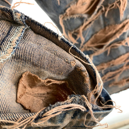 【中古品】【メンズ】 INNOCENCE イノセンス OVER DESTROY DENIM PANTS オーバーデストロイ デニムパンツ INDIGO.ORANGE SIZE:33 ダメージ加工 ※裾リペア・ダメージ・タグ切り取り跡有 153-260815-io-01-fuzh カラー：インディゴ/オレンジ 万代Net店