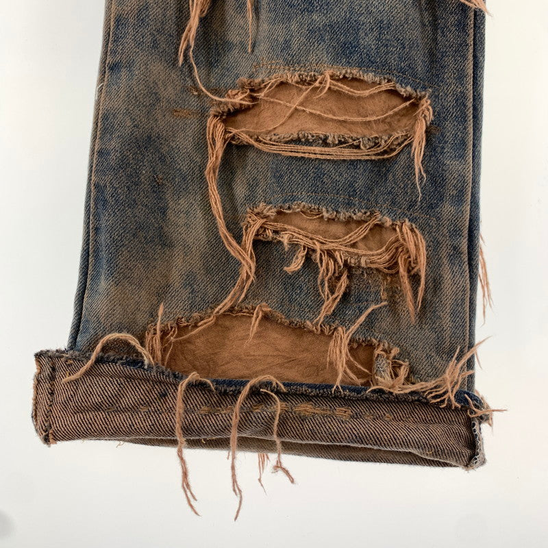 【中古品】【メンズ】 INNOCENCE イノセンス OVER DESTROY DENIM PANTS オーバーデストロイ デニムパンツ INDIGO.ORANGE SIZE:33 ダメージ加工 ※裾リペア・ダメージ・タグ切り取り跡有 153-260815-io-01-fuzh カラー：インディゴ/オレンジ 万代Net店