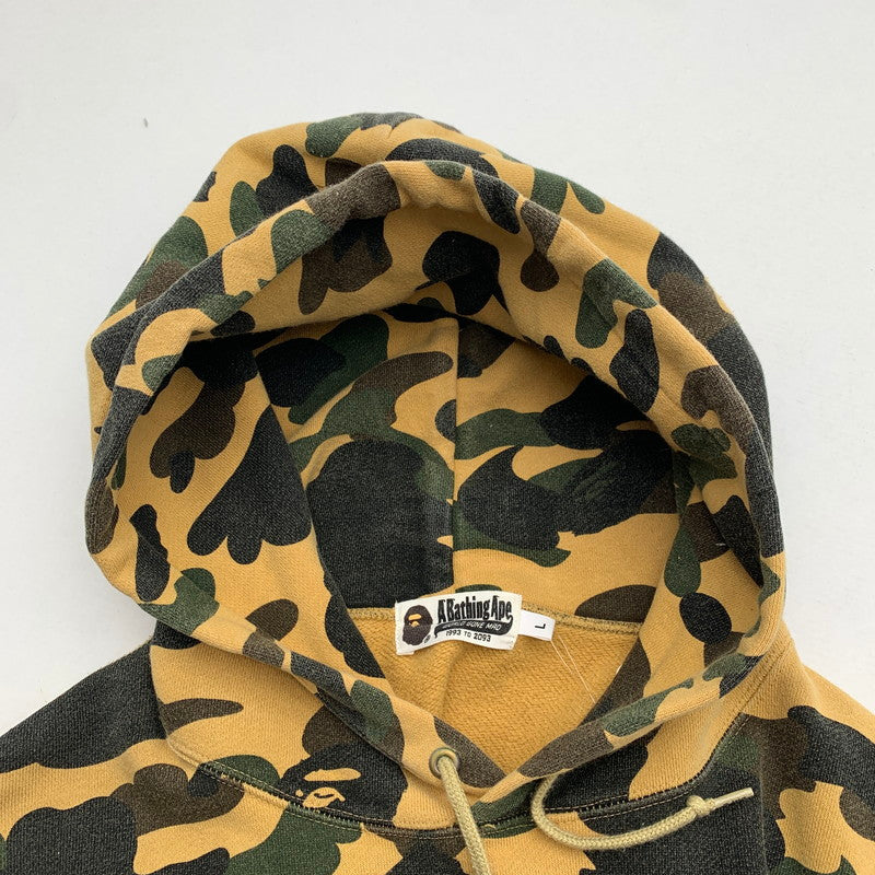 【中古品】【メンズ】 A BATHING APE アベイシング エイプ 001PPC801001X FIRST CAMO HOODIE BAPEストーン パーカー フーディ トップス 古着 142-260809-mh-02-fuzh サイズ：L カラー：カモ柄 万代Net店