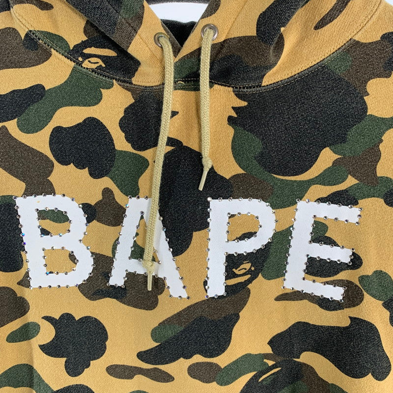 【中古品】【メンズ】 A BATHING APE アベイシング エイプ 001PPC801001X FIRST CAMO HOODIE BAPEストーン パーカー フーディ トップス 古着 142-260809-mh-02-fuzh サイズ：L カラー：カモ柄 万代Net店