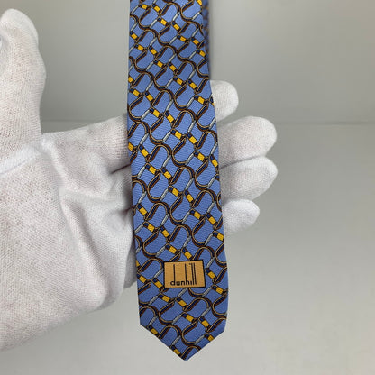 【中古美品】【メンズ】 DUNHILL ダンヒル ネクタイ 総柄 タグ付 183-260812-mh-04-fuzh カラー：ブルー 総柄 万代Net店