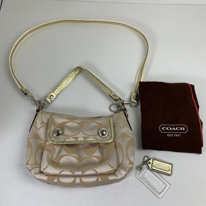 【中古品】【レディース】 COACH コーチ シグネチァー ショルダー バッグ カバン 180-260812-mh-06-fuzh カラー：ベージュシグネチャー ラメ 万代Net店