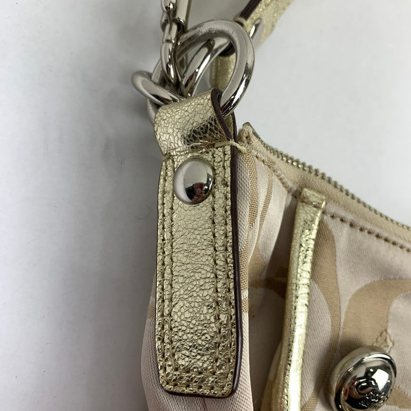 【中古品】【レディース】 COACH コーチ シグネチァー ショルダー バッグ カバン 180-260812-mh-06-fuzh カラー：ベージュシグネチャー ラメ 万代Net店
