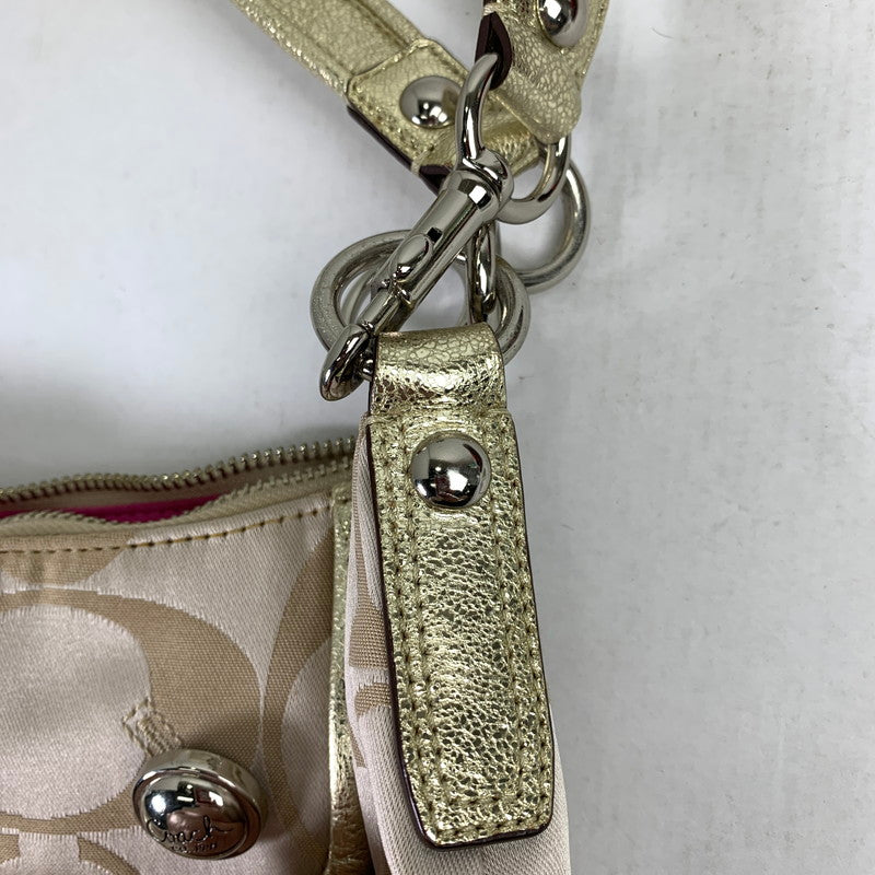【中古品】【レディース】 COACH コーチ シグネチァー ショルダー バッグ カバン 180-260812-mh-06-fuzh カラー：ベージュシグネチャー ラメ 万代Net店