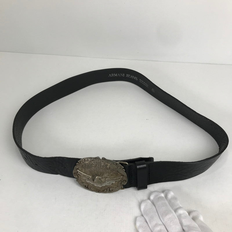 【中古品】【メンズ】 ARMANI JEANS アルマーニ ジーンズ バックル ベルト イーグルデザイン 208-260812-mh-13-fuzh カラー：ブラック 万代Net店