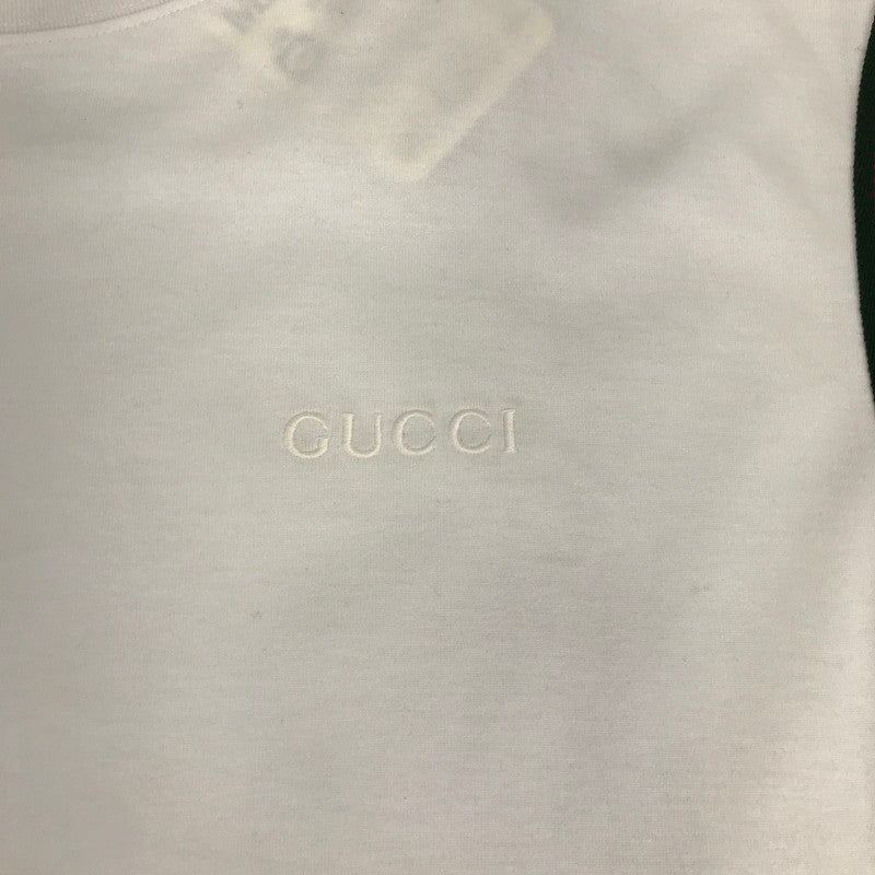 【中古品】【メンズ】 GUCCI グッチ 814958 XJG3D ウェブ ストライプ コットン ジャージー Tシャツ 半袖 トップス 古着 141-260812-mh-11-fuzh サイズ：L カラー：ホワイト 万代Net店