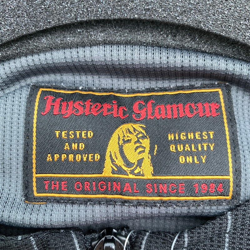 【中古品】【レディース】 HYSTERIC GLAMOUR ヒステリックグラマー 01191AH05 INTERVAL LOGO PT ZIP ジャケット BLACK ストライプ SIZE:FREE 170-260812-io-15-fuzh カラー：ブラックストライプ 万代Net店