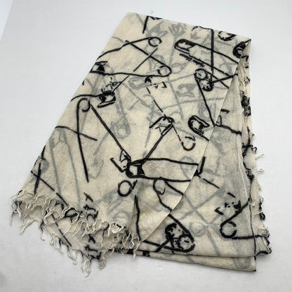 【中古品】【レディース】 HYSTERIC GLAMOUR ヒステリックグラマー ストール 首巻 WHITE.安全ピン総柄 ※糸抜けあり 208-260814-io-15-fuzh カラー：ホワイト 万代Net店