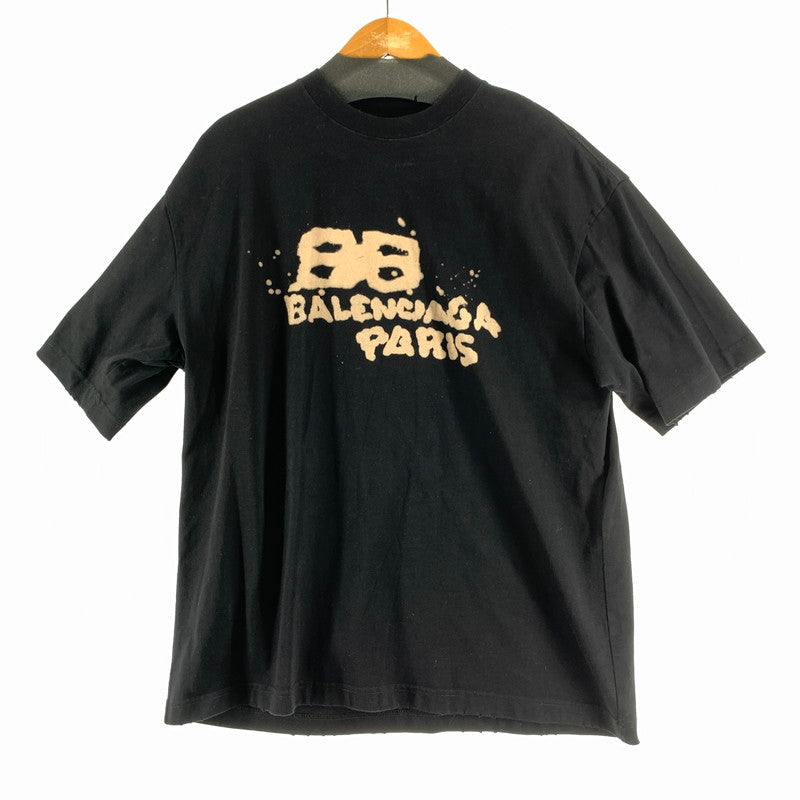 【中古品】【メンズ】 BALENCIAGA バレンシアガ ハンドドローイング BB アイコン SS Tシャツ BLACK SIZE:M ※汚れあり 141-260812-io-13-fuzh カラー：ブラック 万代Net店