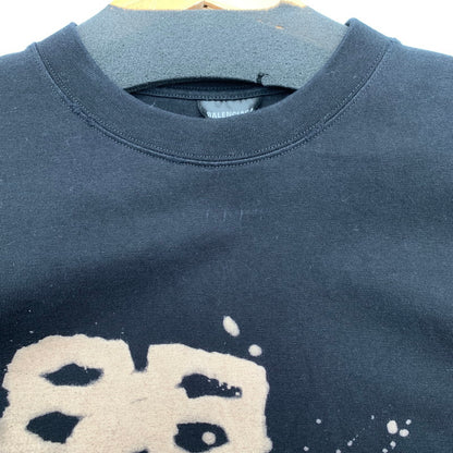 【中古品】【メンズ】 BALENCIAGA バレンシアガ ハンドドローイング BB アイコン SS Tシャツ BLACK SIZE:M ※汚れあり 141-260812-io-13-fuzh カラー：ブラック 万代Net店