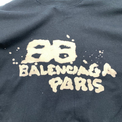 【中古品】【メンズ】 BALENCIAGA バレンシアガ ハンドドローイング BB アイコン SS Tシャツ BLACK SIZE:M ※汚れあり 141-260812-io-13-fuzh カラー：ブラック 万代Net店