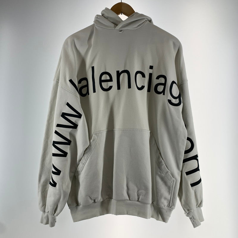 【中古品】【メンズ】 BALENCIAGA バレンシアガ JP57 2022 03437 PULL OVER PARKA プルオーバー パーカー フーディー WHITE SIZE:L　※汚れ・黄ばみ・使用感有 141-260812-io-17-fuzh カラー：ホワイト 万代Net店