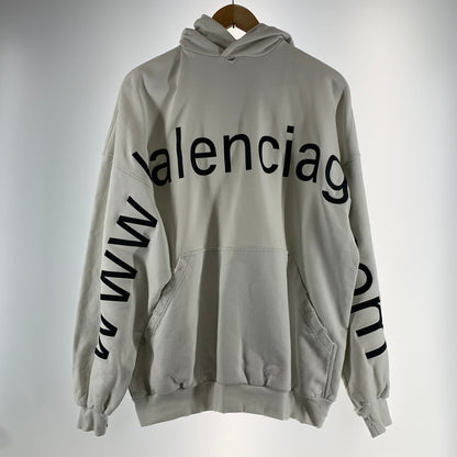【中古品】【メンズ】 BALENCIAGA バレンシアガ JP57 2022 03437 PULL OVER PARKA プルオーバー パーカー フーディー WHITE SIZE:L　※汚れ・黄ばみ・使用感有 141-260812-io-17-fuzh カラー：ホワイト 万代Net店
