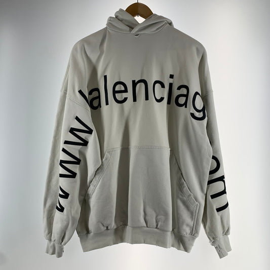 【中古品】【メンズ】 BALENCIAGA バレンシアガ JP57 2022 03437 PULL OVER PARKA プルオーバー パーカー フーディー WHITE SIZE:L　※汚れ・黄ばみ・使用感有 141-260812-io-17-fuzh カラー：ホワイト 万代Net店