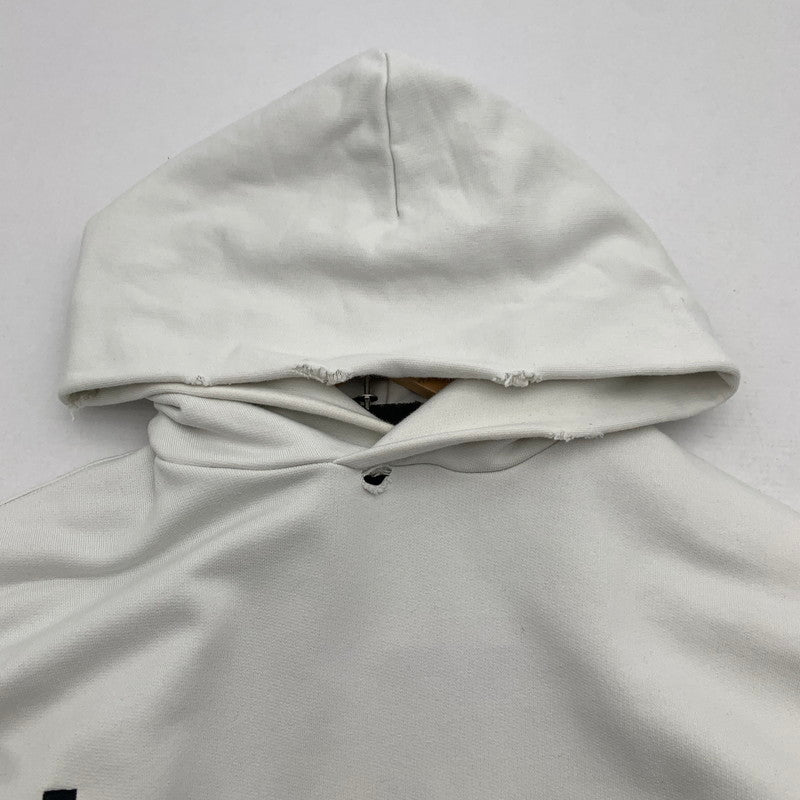 【中古品】【メンズ】 BALENCIAGA バレンシアガ JP57 2022 03437 PULL OVER PARKA プルオーバー パーカー フーディー WHITE SIZE:L　※汚れ・黄ばみ・使用感有 141-260812-io-17-fuzh カラー：ホワイト 万代Net店