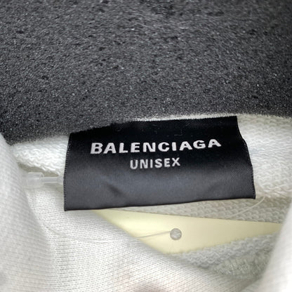 【中古品】【メンズ】 BALENCIAGA バレンシアガ JP57 2022 03437 PULL OVER PARKA プルオーバー パーカー フーディー WHITE SIZE:L　※汚れ・黄ばみ・使用感有 141-260812-io-17-fuzh カラー：ホワイト 万代Net店
