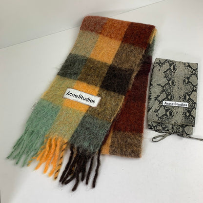 【中古品】【メンズ/レディース】 ACNE STUDIOS アクネ ストゥディオズ CA0084 MOHAIR CHECK MUFFLER モヘア チェック ストール マフラー 防寒 187-260812-mh-10-fuzh カラー：ブラウン系 チェック 万代Net店