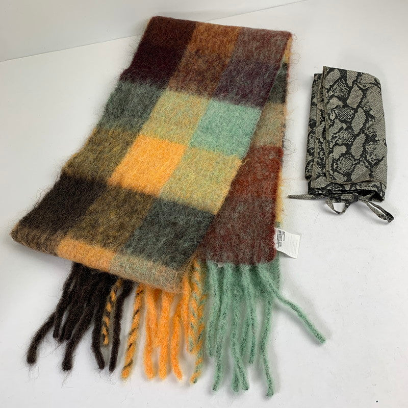【中古品】【メンズ/レディース】 ACNE STUDIOS アクネ ストゥディオズ CA0084 MOHAIR CHECK MUFFLER モヘア チェック ストール マフラー 防寒 187-260812-mh-10-fuzh カラー：ブラウン系 チェック 万代Net店