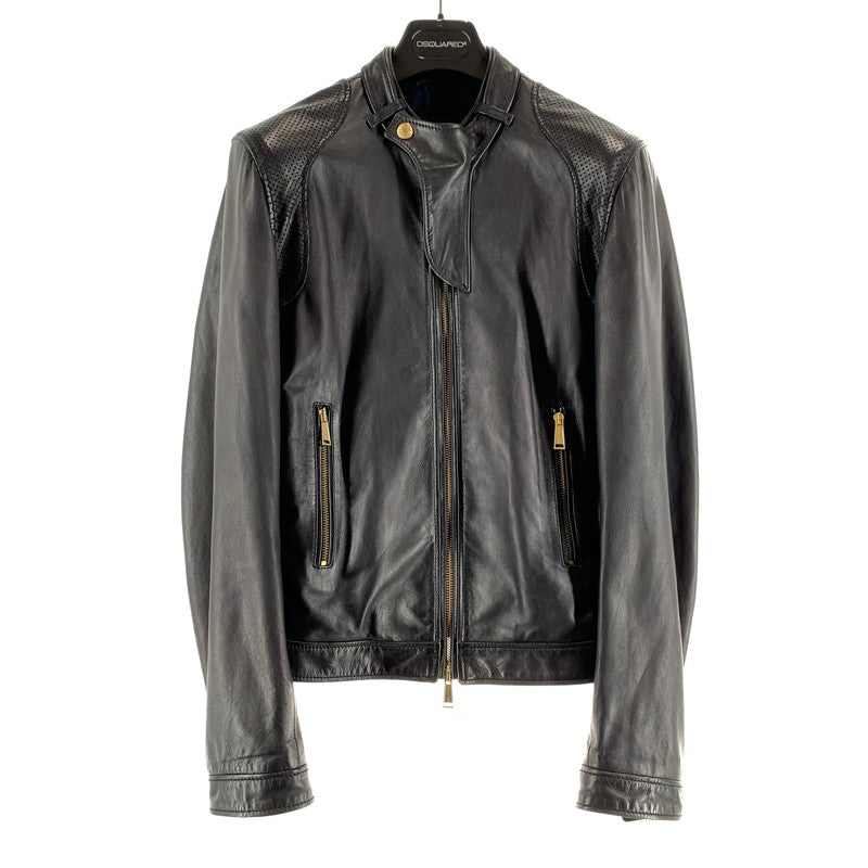 【中古品】【メンズ】 DSQUARED2 ディースクエアード S74AM0372 SINGLE RIDERS JACKET シングル ライダースジャケット BLACK SIZE:44 ガーメント.ハンガー付属 13AW 141-260814-io-14-fuzh カラー：ブラック 万代Net店