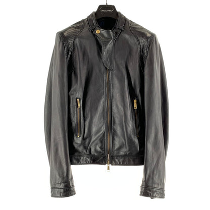 【中古品】【メンズ】 DSQUARED2 ディースクエアード S74AM0372 SINGLE RIDERS JACKET シングル ライダースジャケット BLACK SIZE:44 ガーメント.ハンガー付属 13AW 141-260814-io-14-fuzh カラー：ブラック 万代Net店
